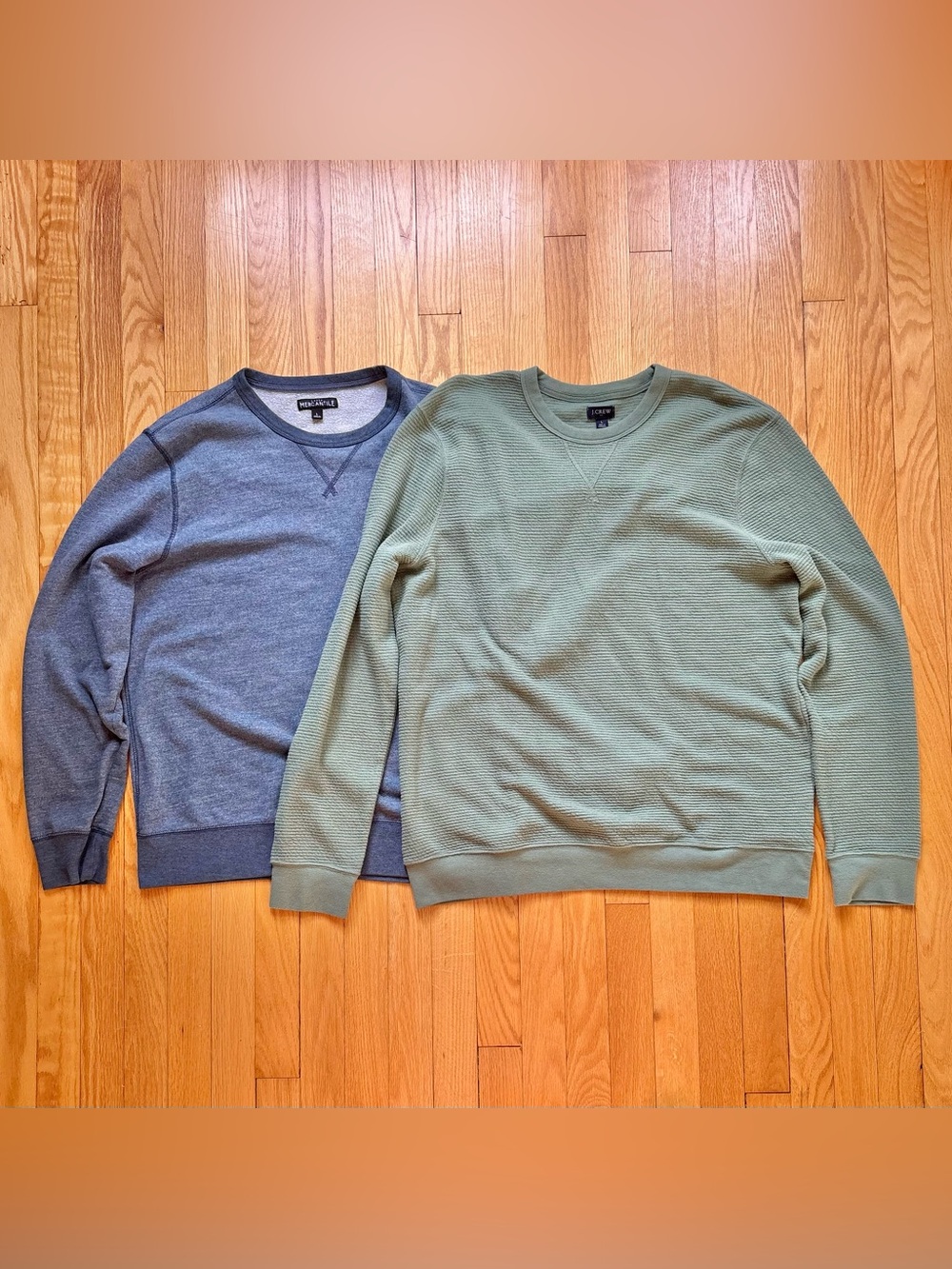 Lot 2 J.Crew Men’s Crewneck Sweaters Pullover Large Green Blue Solid